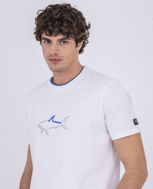 Paul&Shark tshirt חולצה מטורפת של פול שארק טישרט בצבע לבן לוגו המותג באמצע